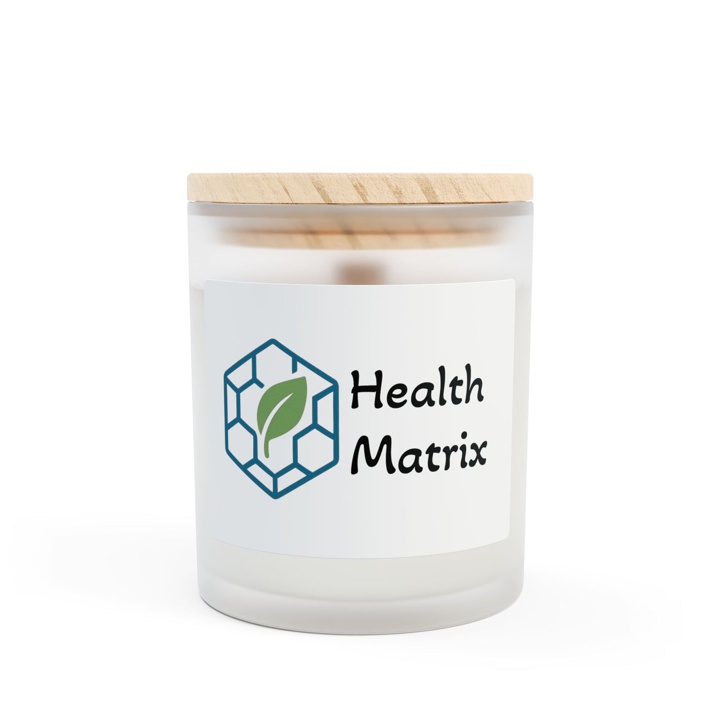 Health Matrix Frosted Glass Candle - 11oz Natural Soy Wax with Eco-Friendly Wooden Lid