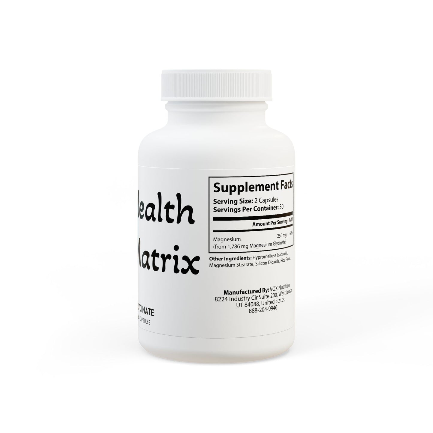Matrix Health Magnesium Glycinate Supplement (60 Capsules)