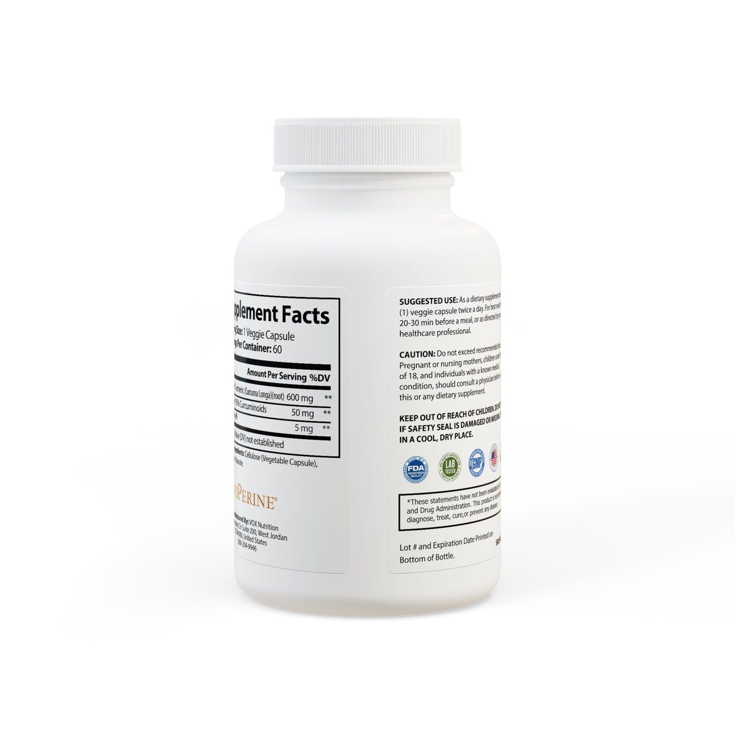 Matrix Health Turmeric with BioPerine® (Black Pepper Fruit Extract) Supplement (60 Capsules)